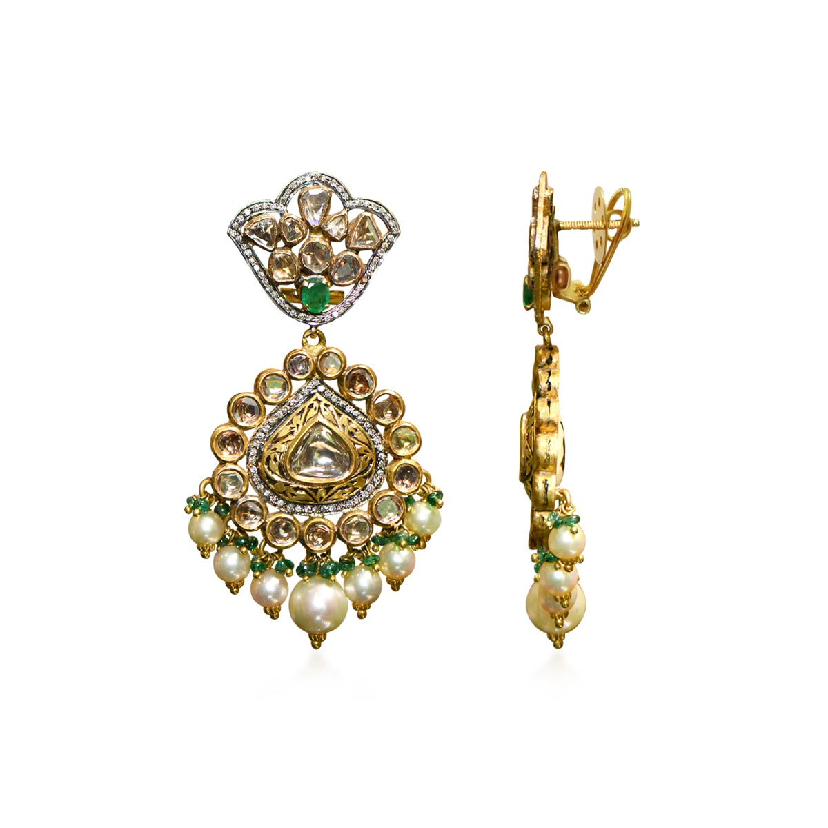 Massive Droplet Polki Necklace Set Yellow Gold