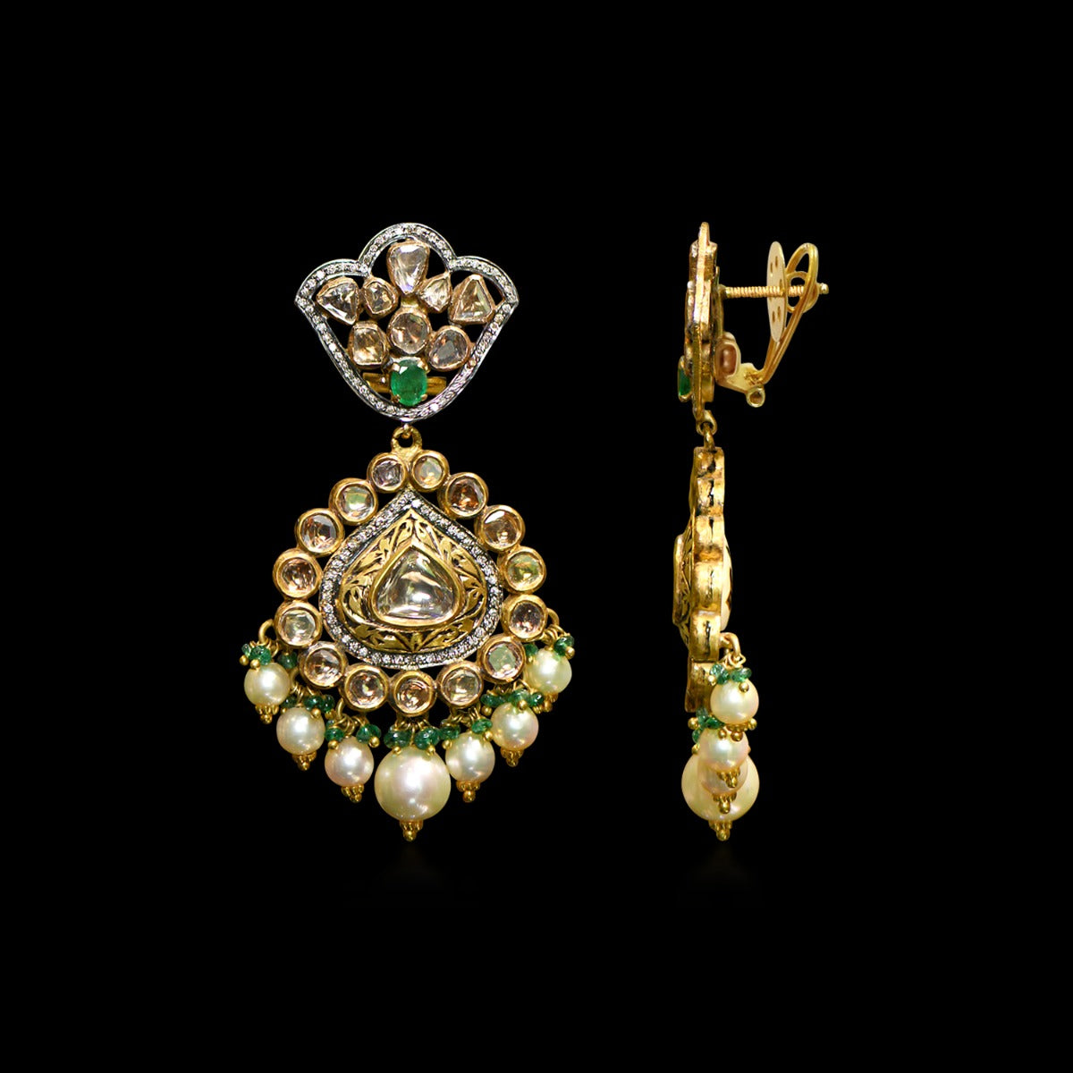 Massive Droplet Polki Necklace Set Yellow Gold