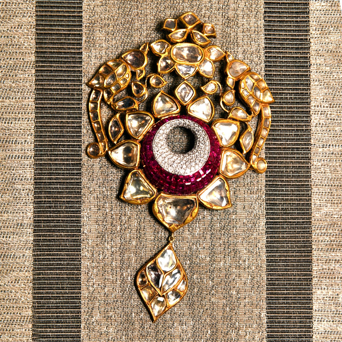 Circular Mermaid Polki Pendant