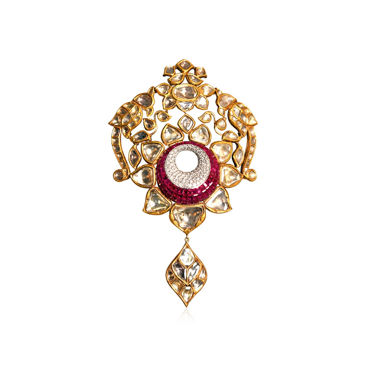 Circular Mermaid Polki Pendant