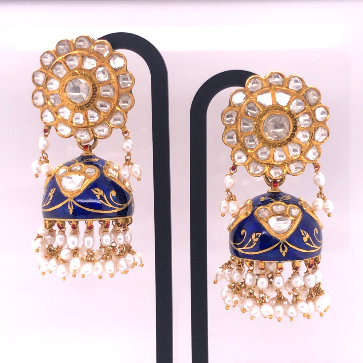 Blue Blanket Polki Jhumka