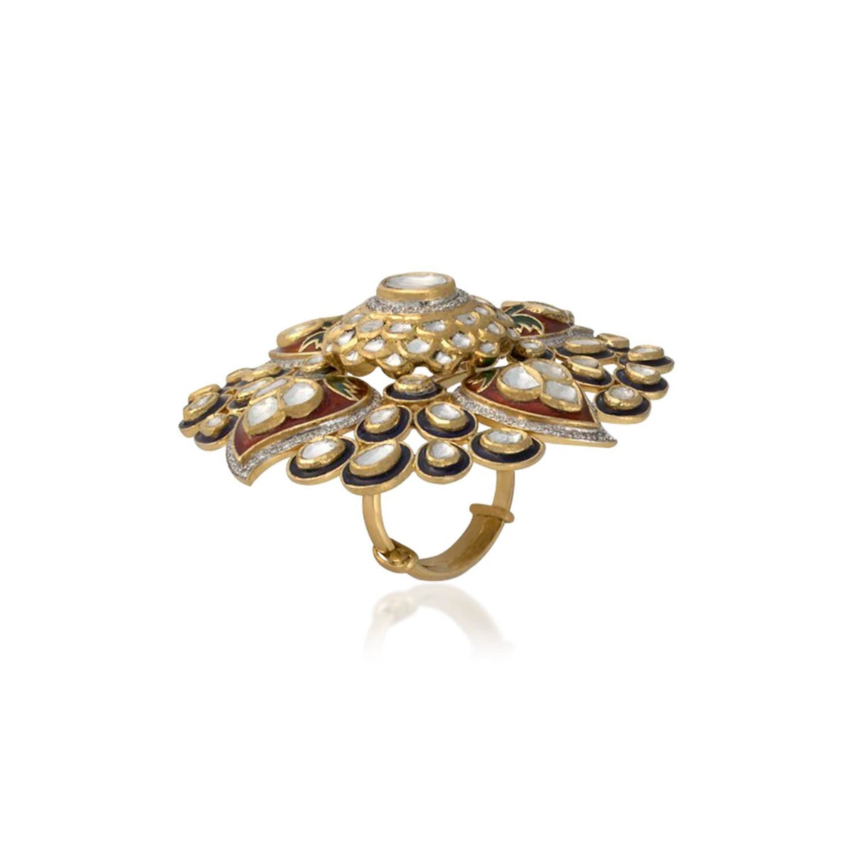 Open Floral Polki Ring