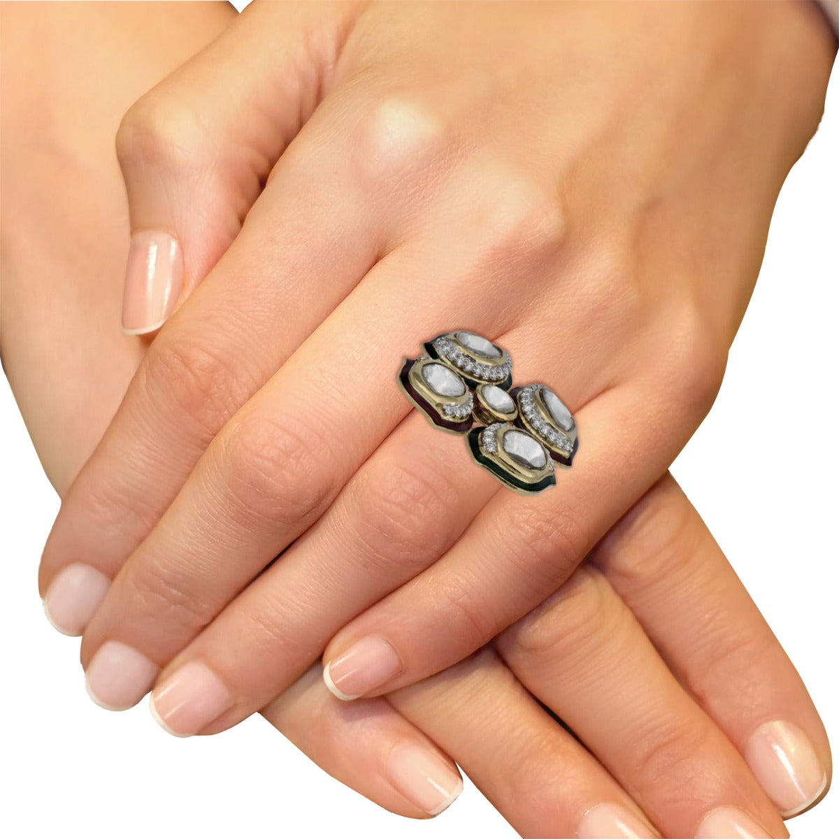Flower Pedestal Polki Ring