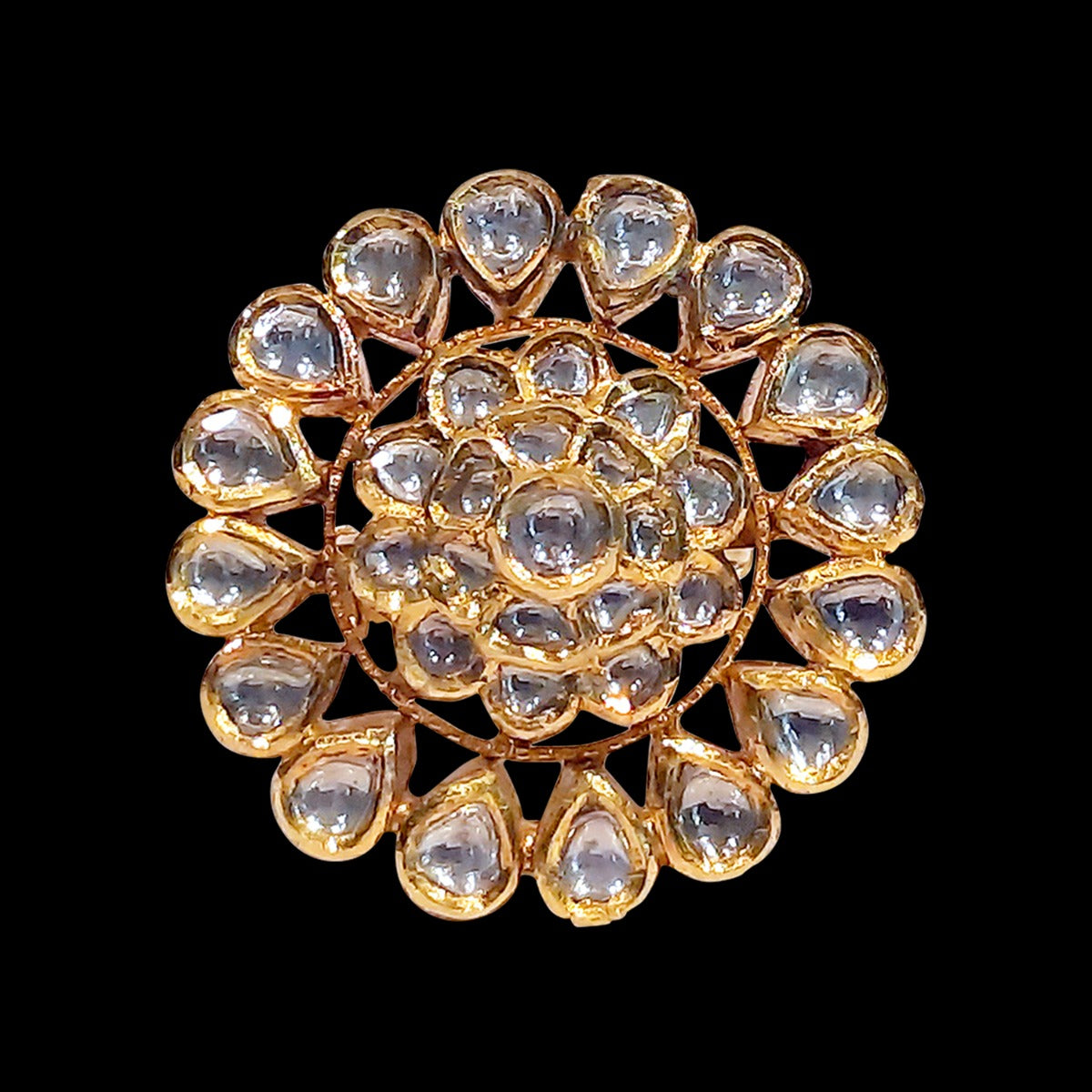 Graceful Floral Polki Ring