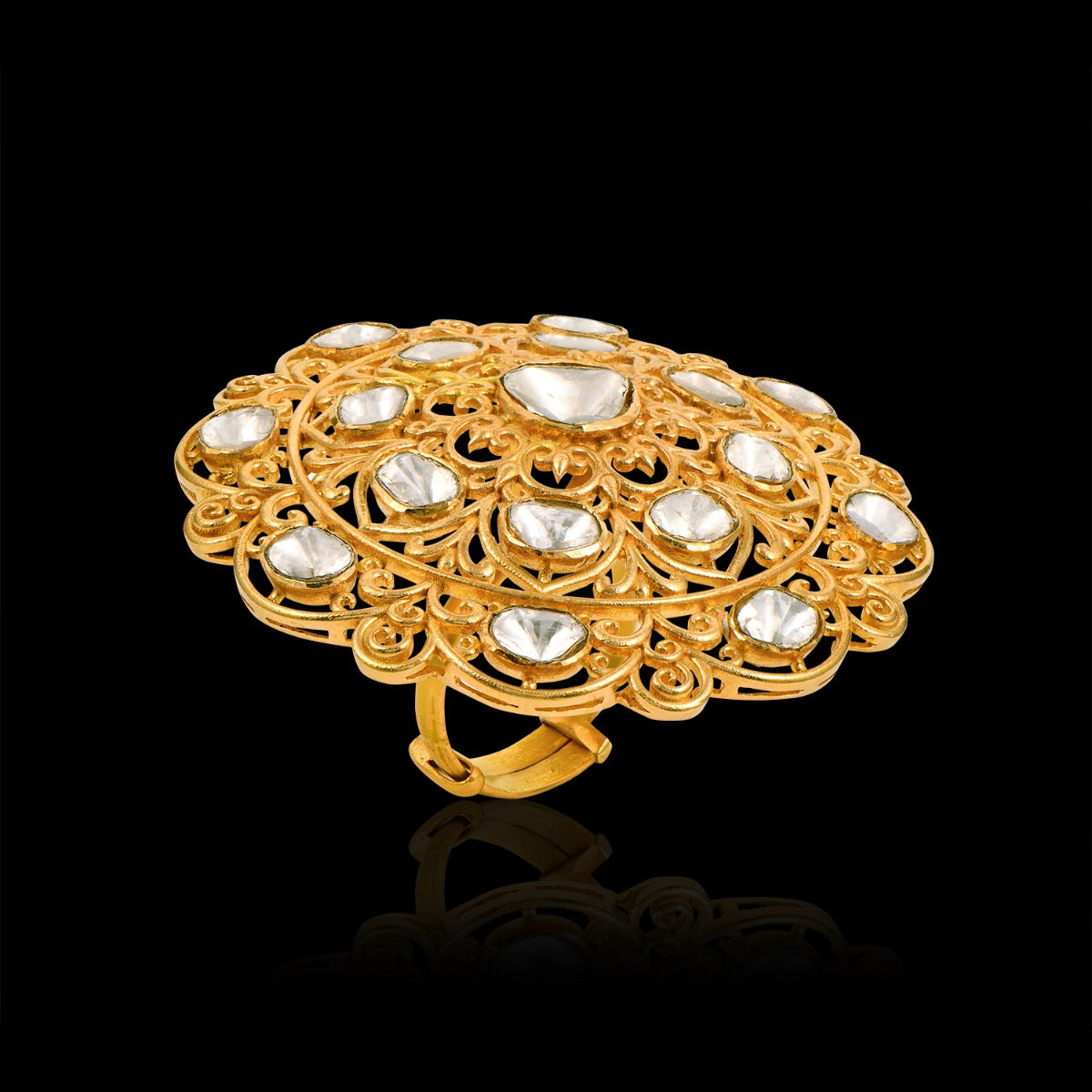 Malina Curve Polki Ring