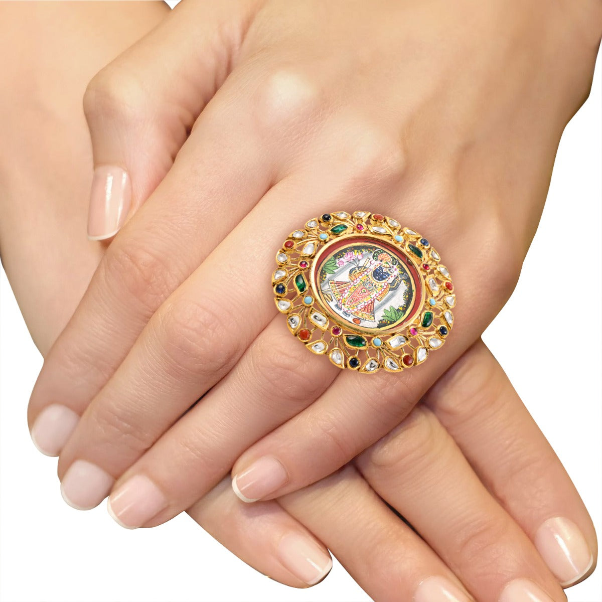 Shreeji Shrinathji Polki Ring