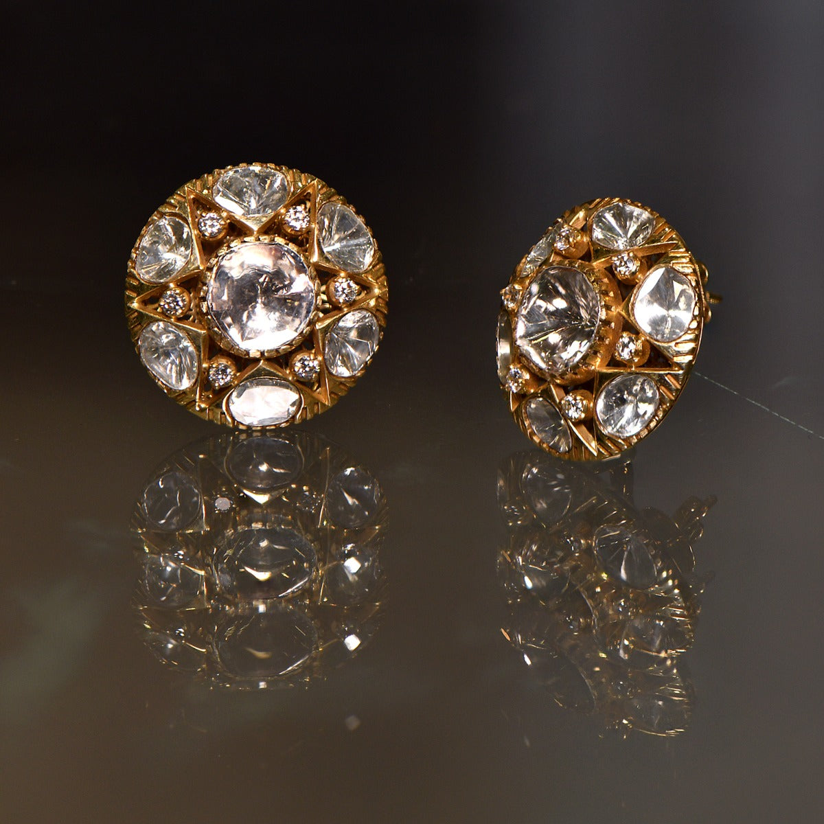 Sparkling Star Polki Stud Earrings