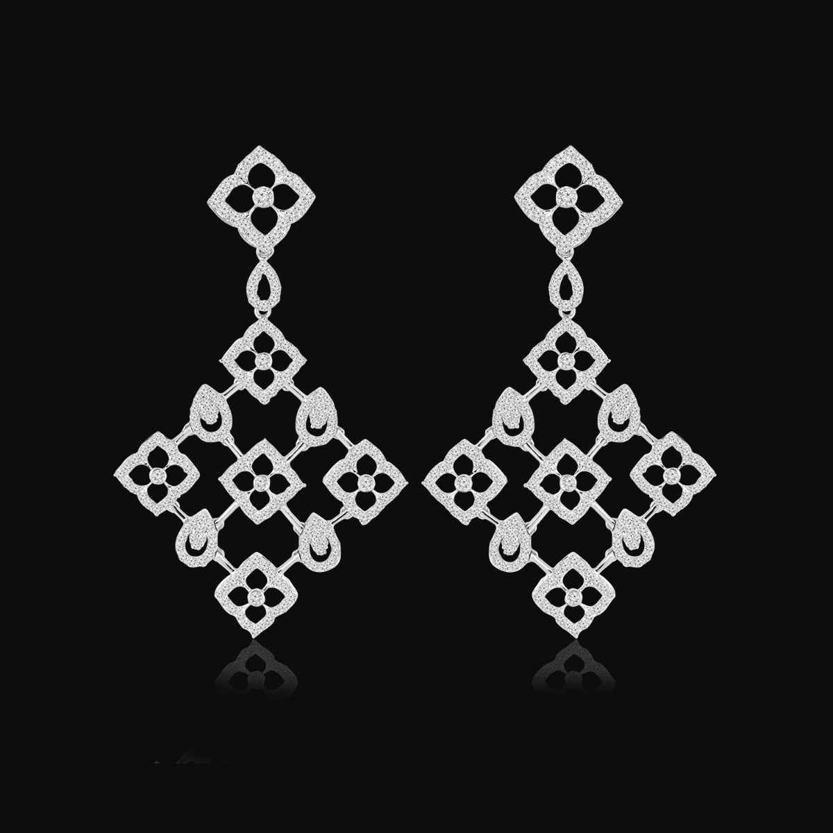 Floral Mesh Diamond Earrings