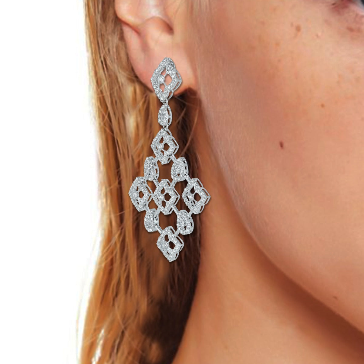 Floral Mesh Diamond Earrings