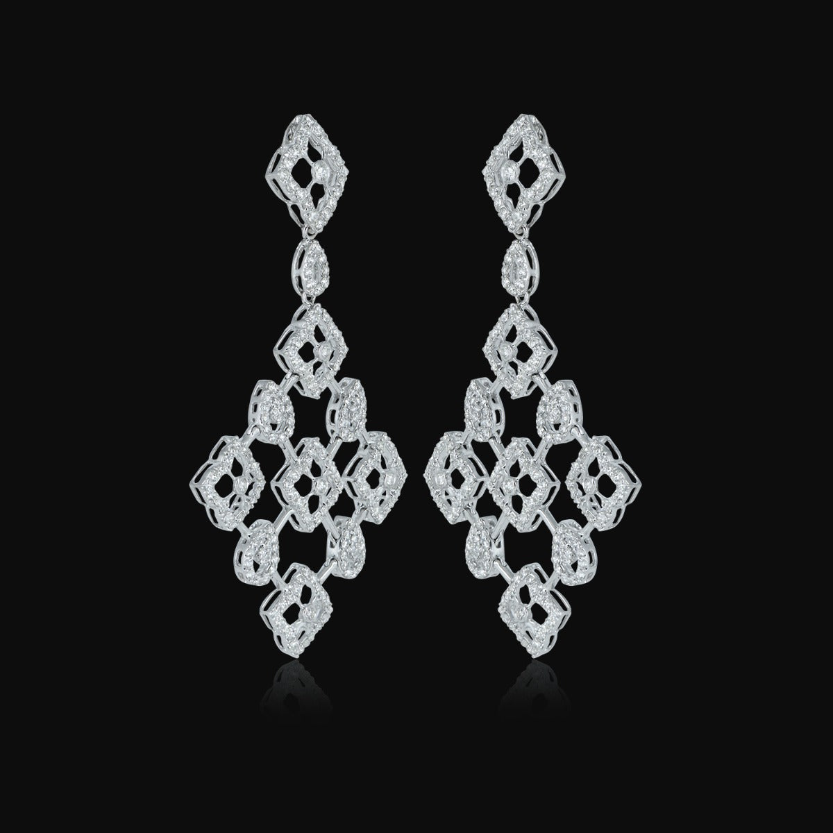 Floral Mesh Diamond Earrings