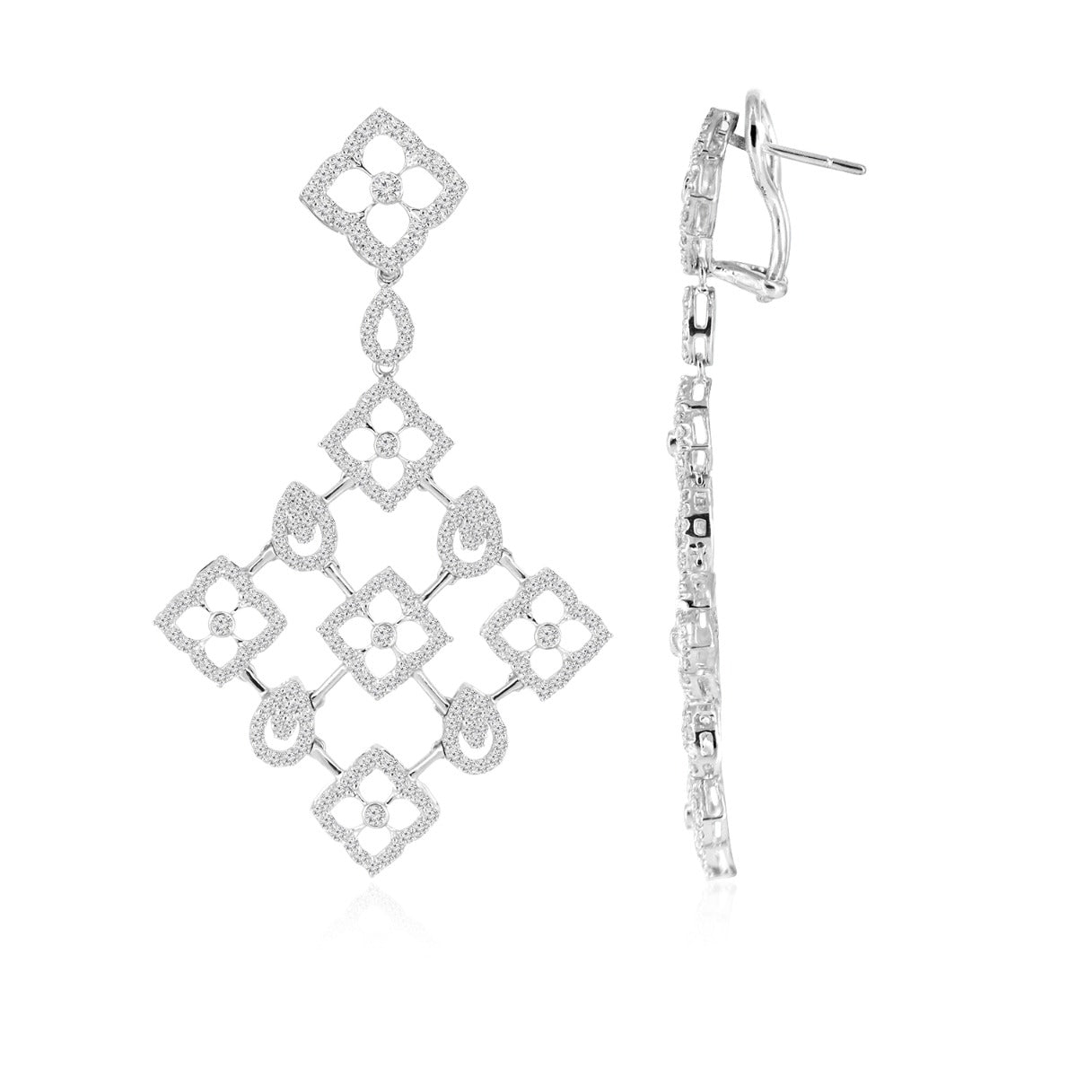 Floral Mesh Diamond Earrings