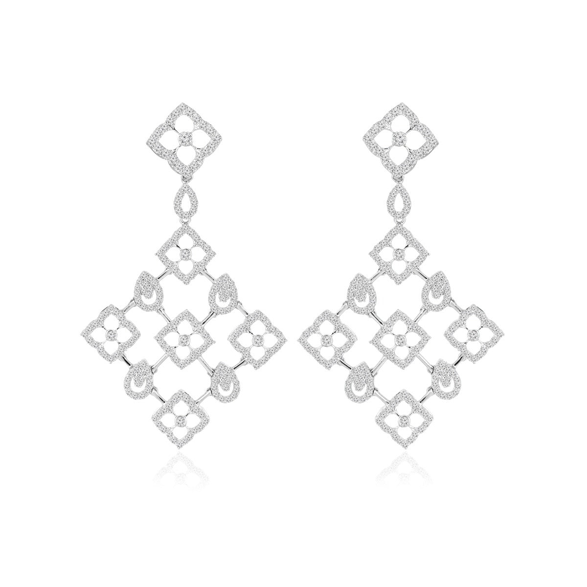 Floral Mesh Diamond Earrings