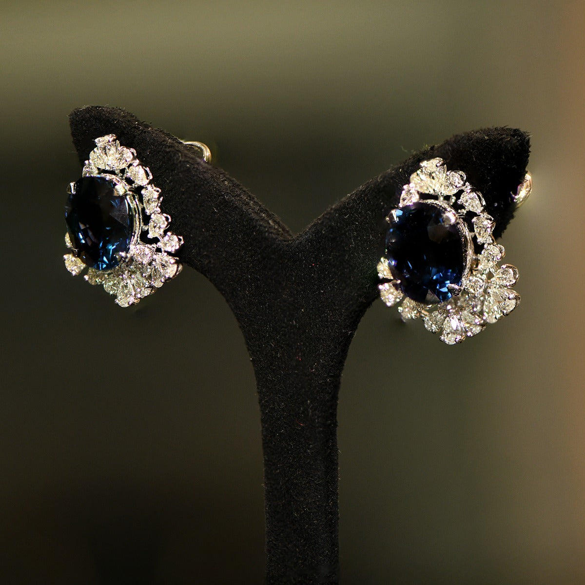 Shiny Blue Diamond Earrings