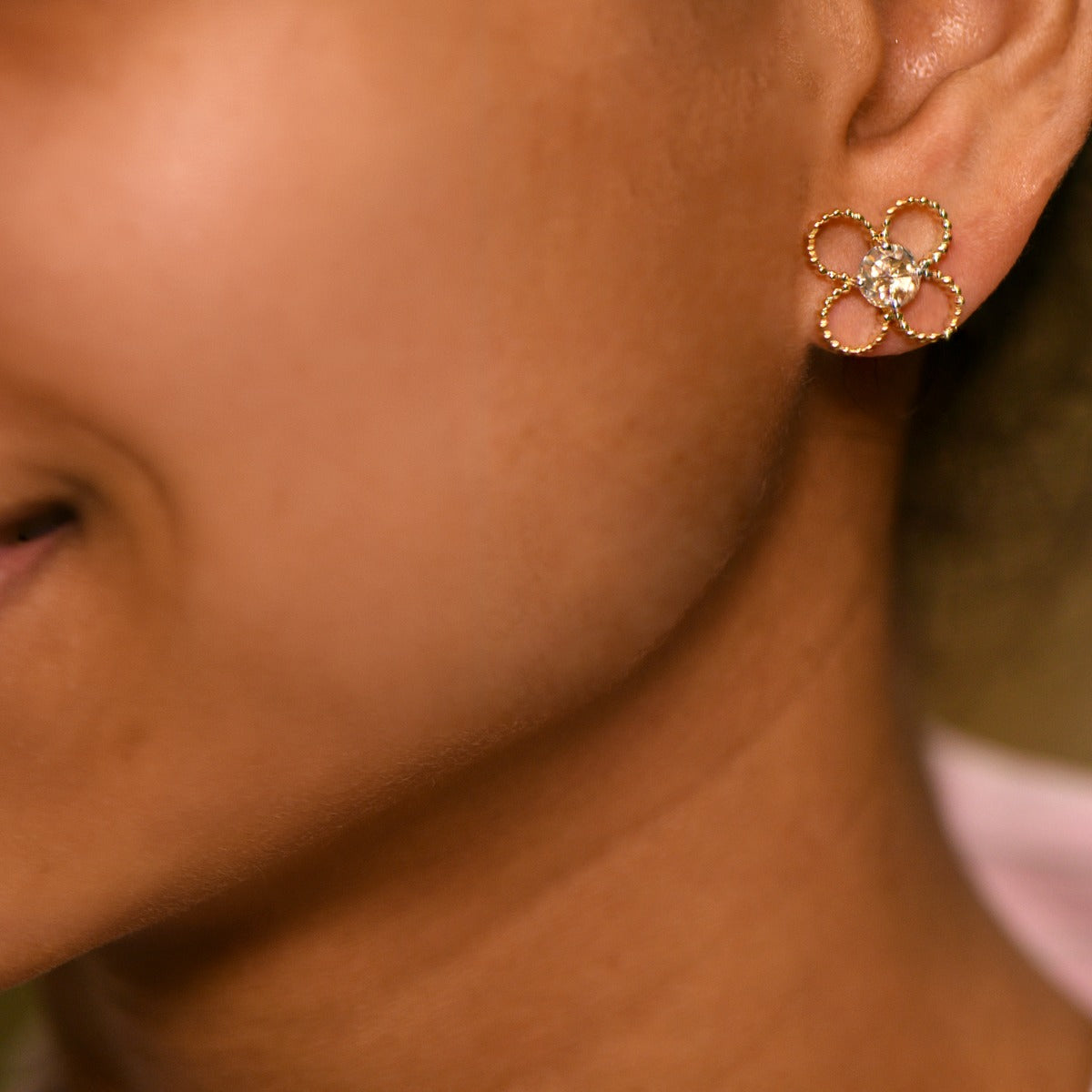 Ribbon Four Diamond Earrings