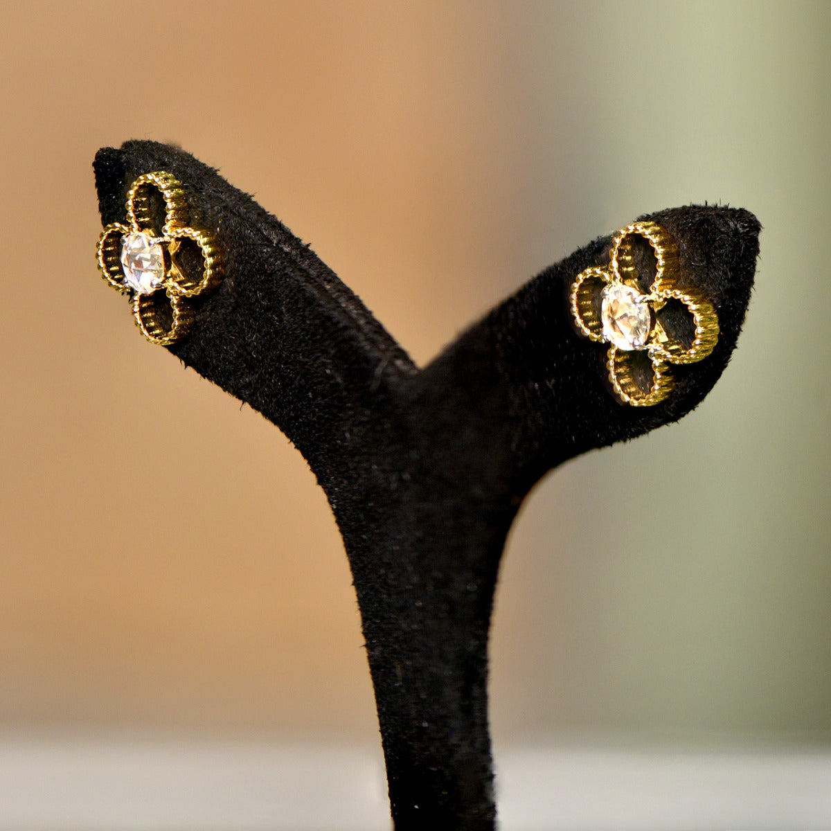 Ribbon Four Diamond Earrings