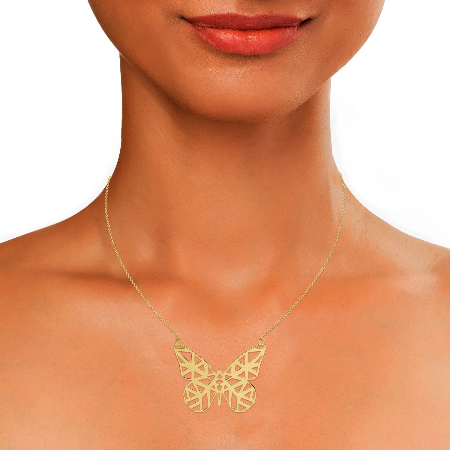 Golden Winged Butterfly Necklace