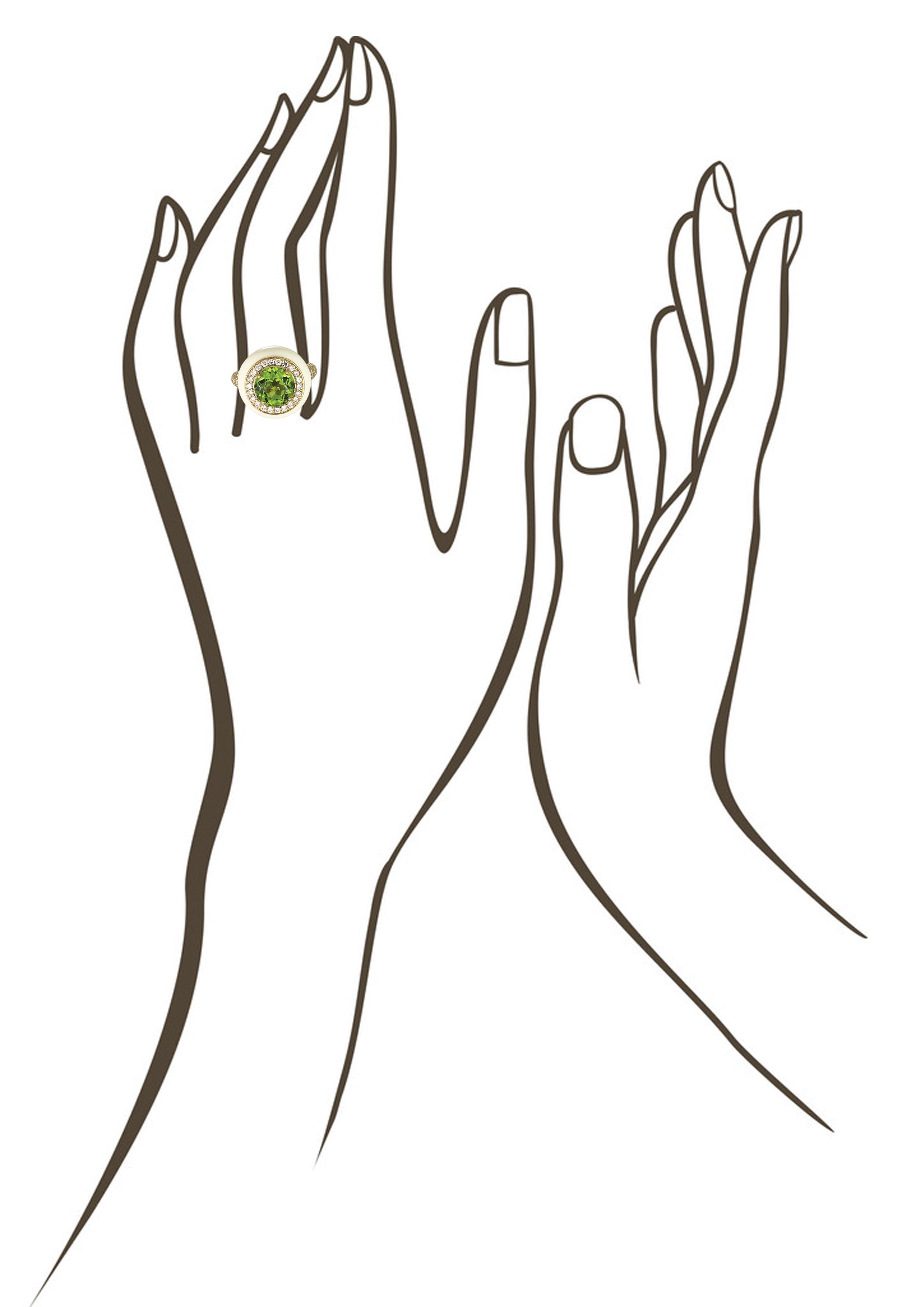 Peridot Ceramic Diamond Ring