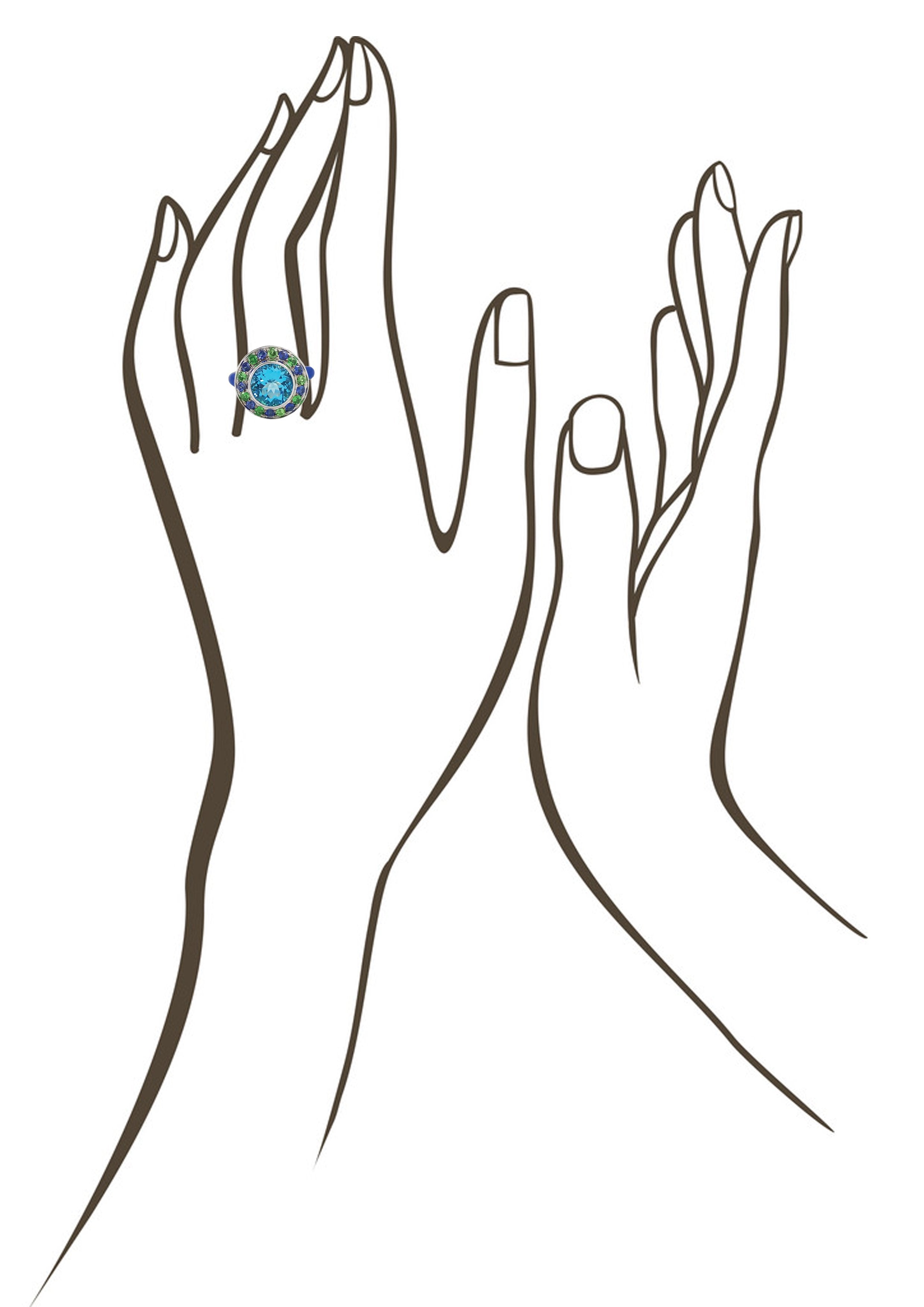 Blue Floral Ceramic Diamond Ring