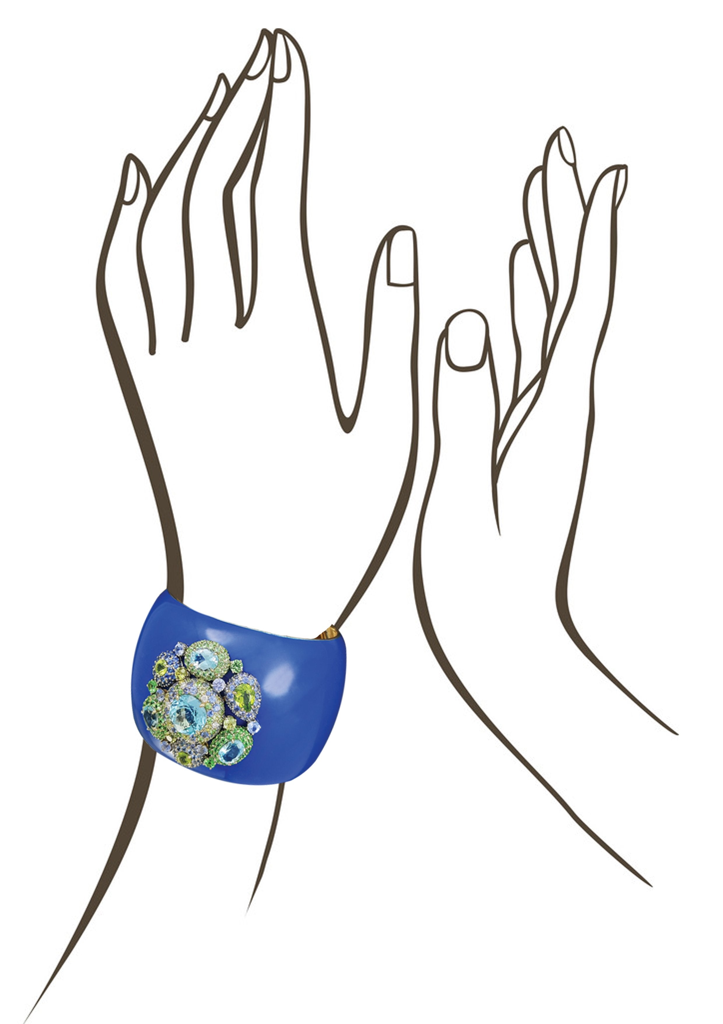 Blue Enamel Diamond Cuff