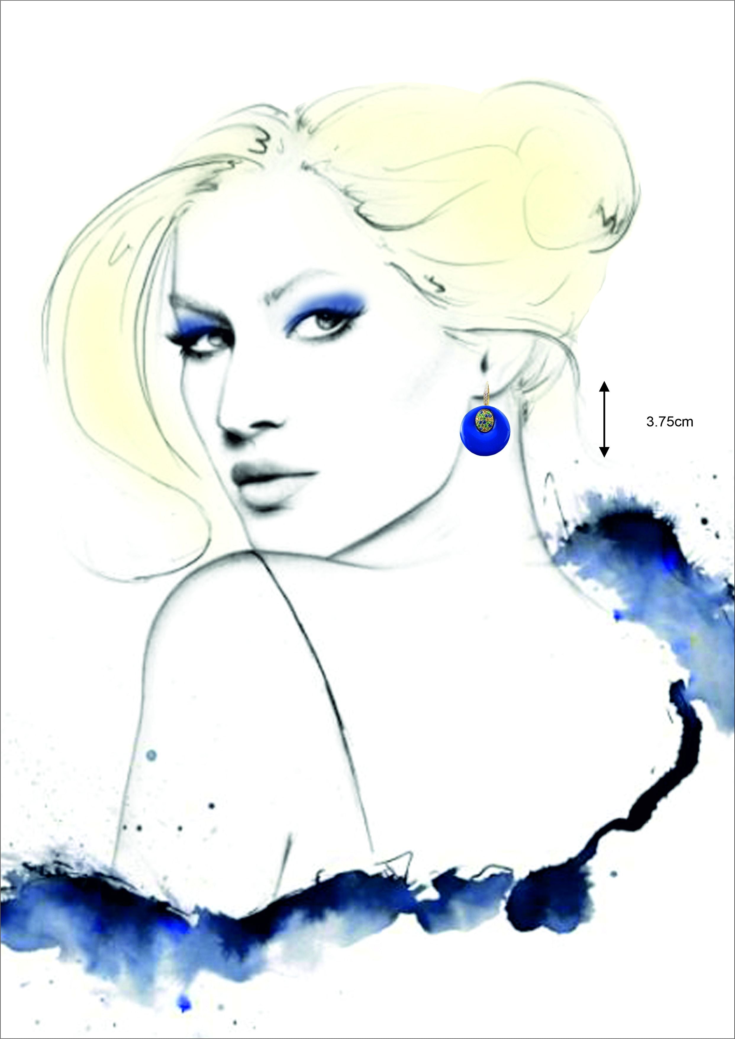 Ebbed Blue Ceramic Diamond Earrings