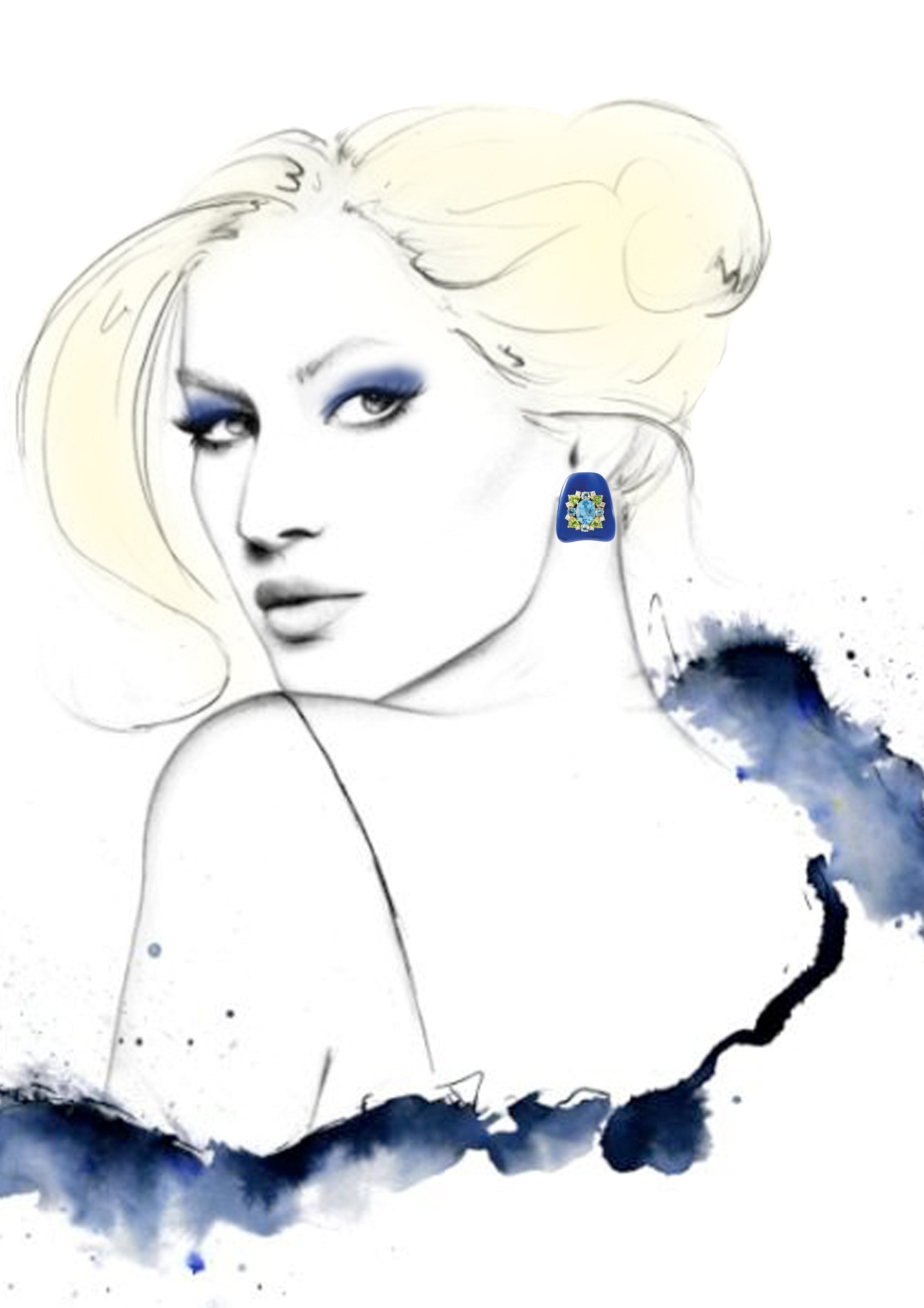 Electric Blue Ceramic Diamond Tops