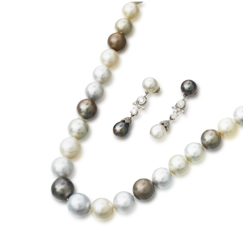 Celina Pearl and Diamond Necklace Set