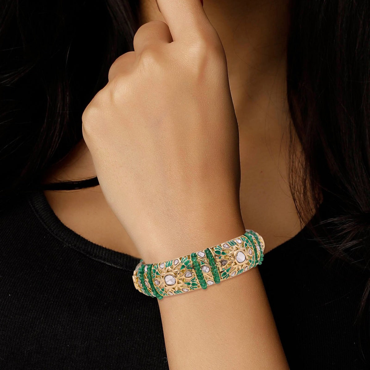 Dal Lake Lotus Polki Bangle