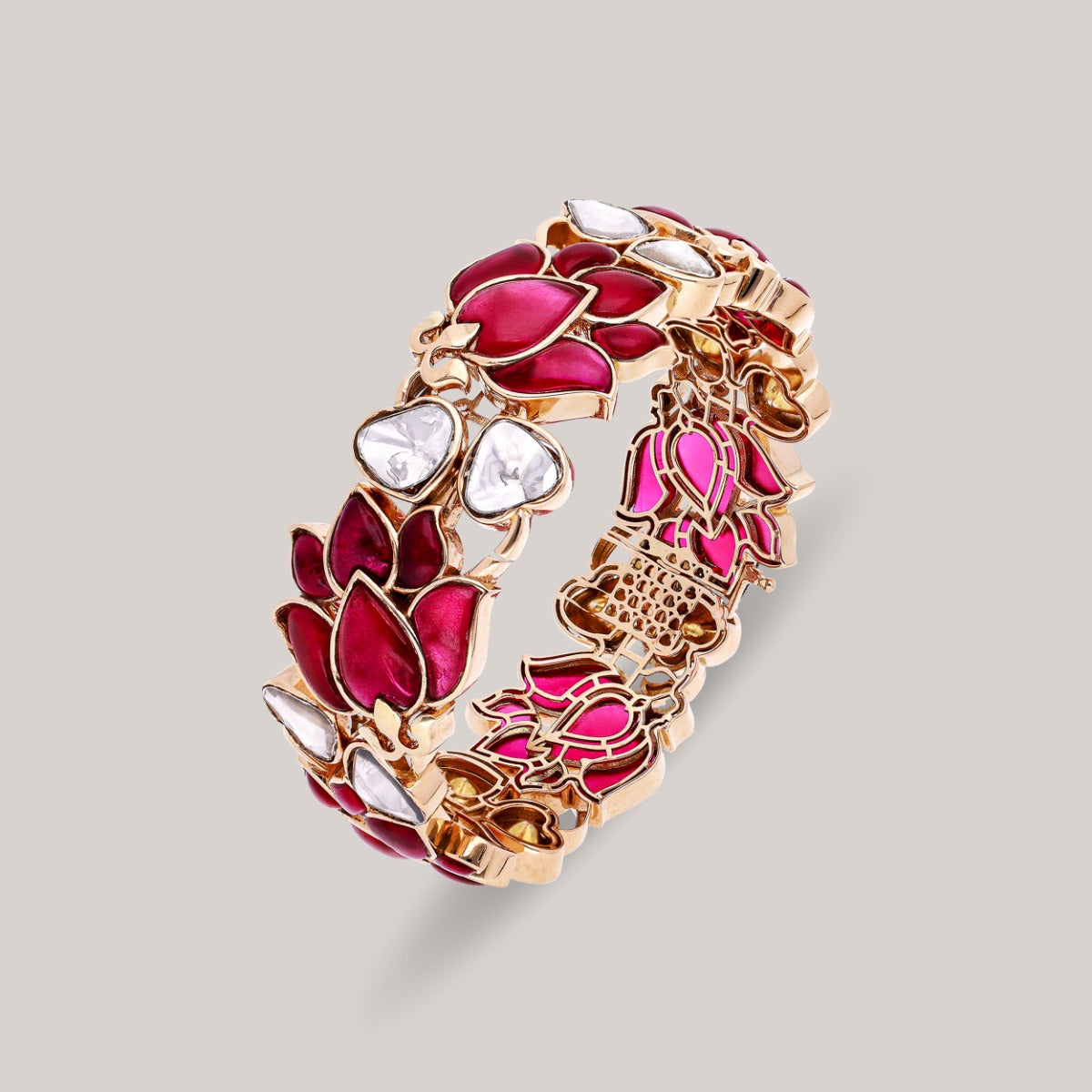 Exquisite Lotus Polki Bangle