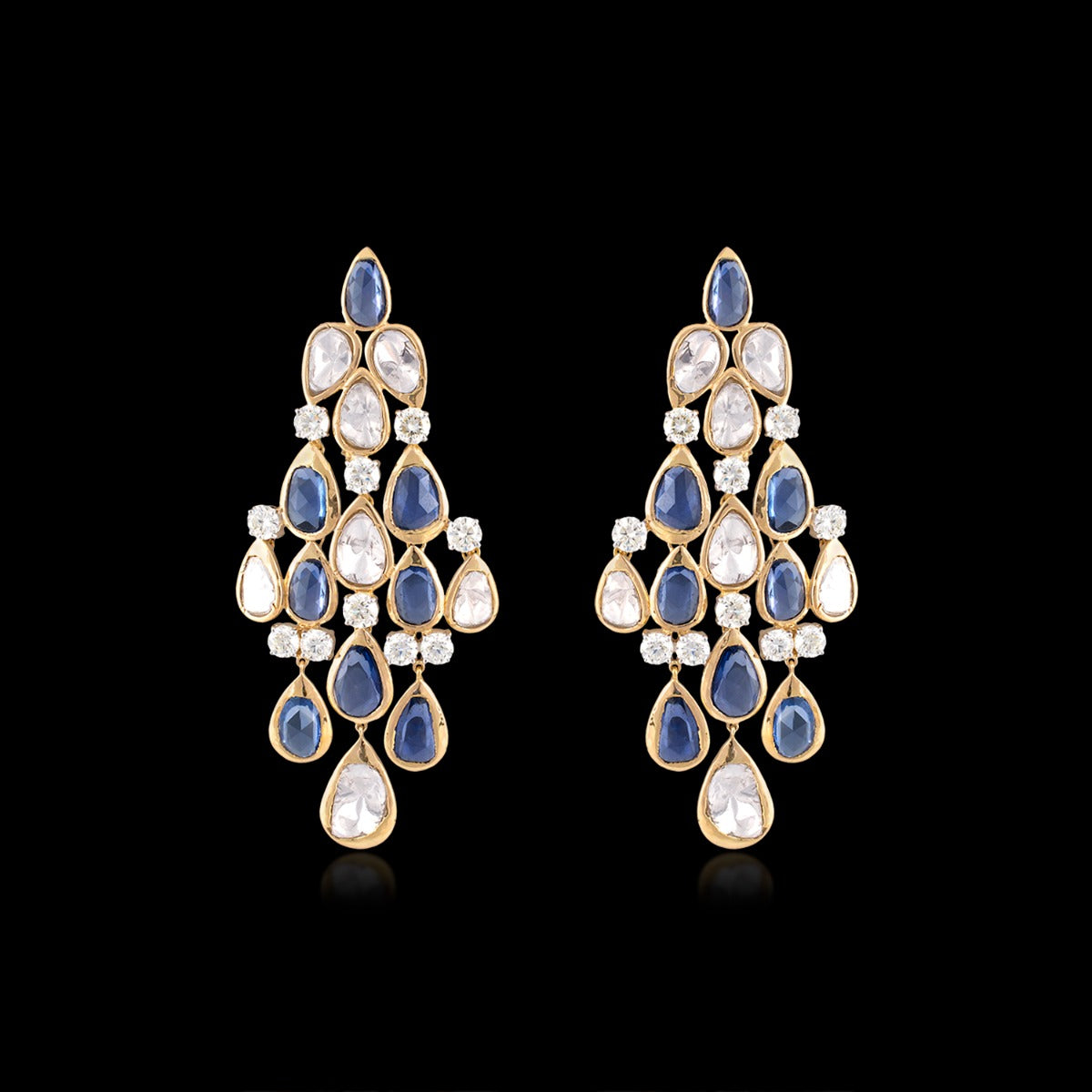 Blue Sapphire Polki Earrings