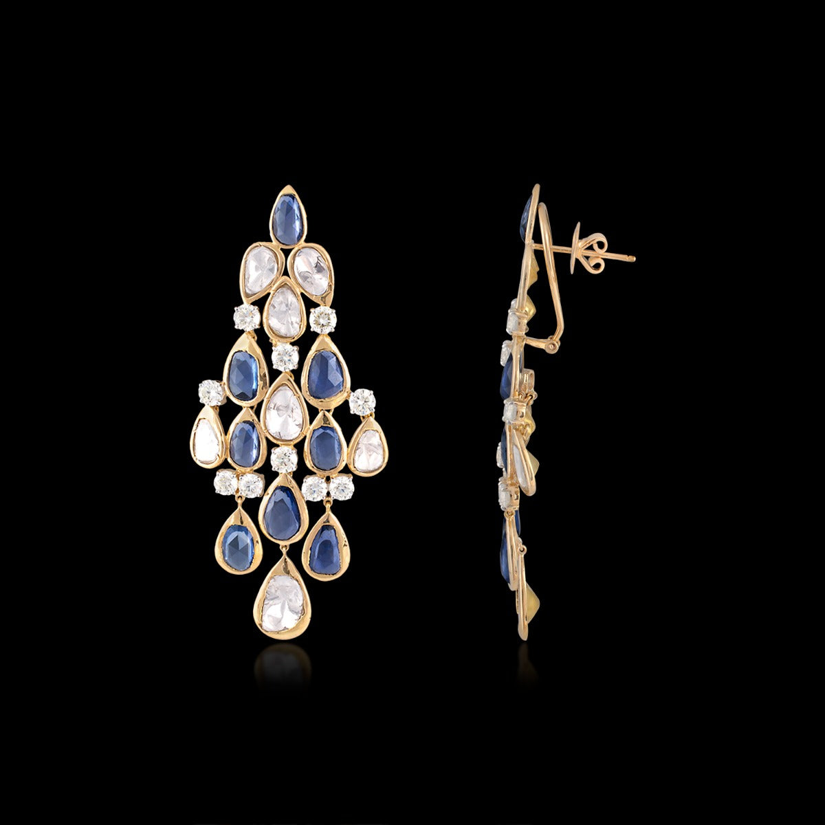 Blue Sapphire Polki Earrings