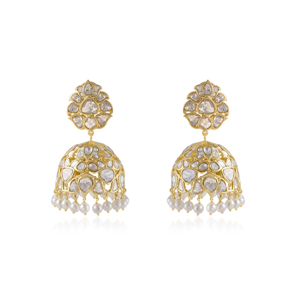 Yellow Parish Dome Polki Jhumka