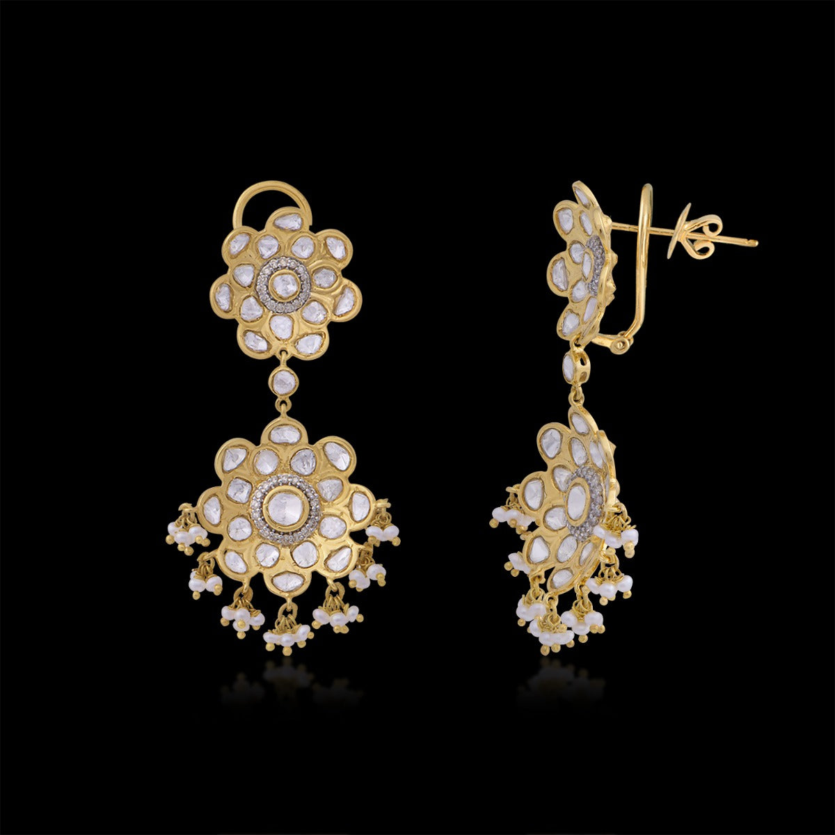 Snow Slide Polki Earrings