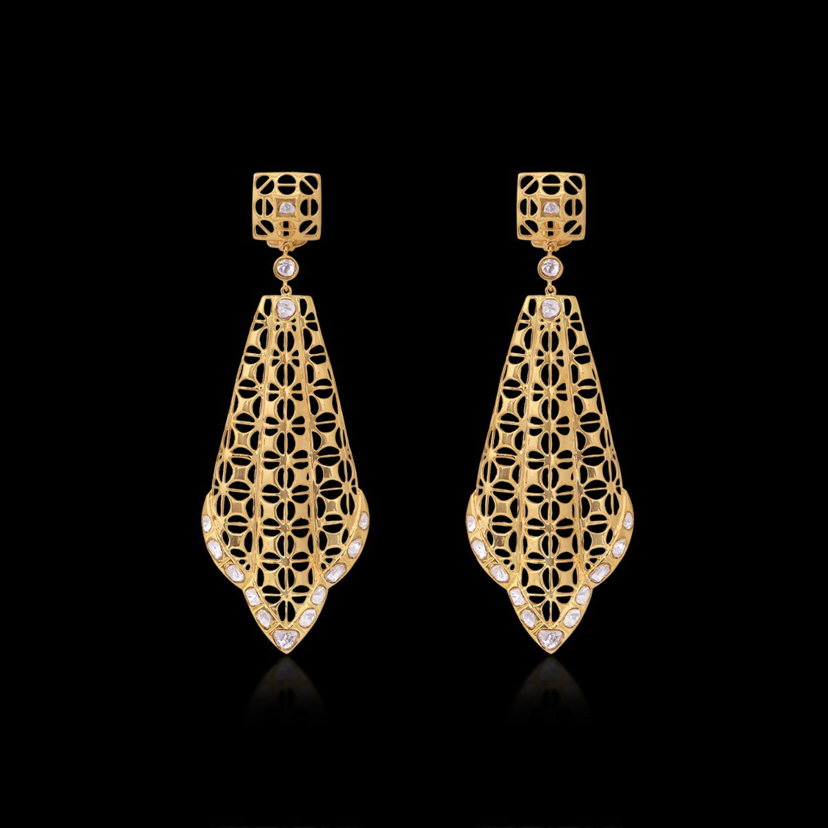 Net Drop Polki Earrings