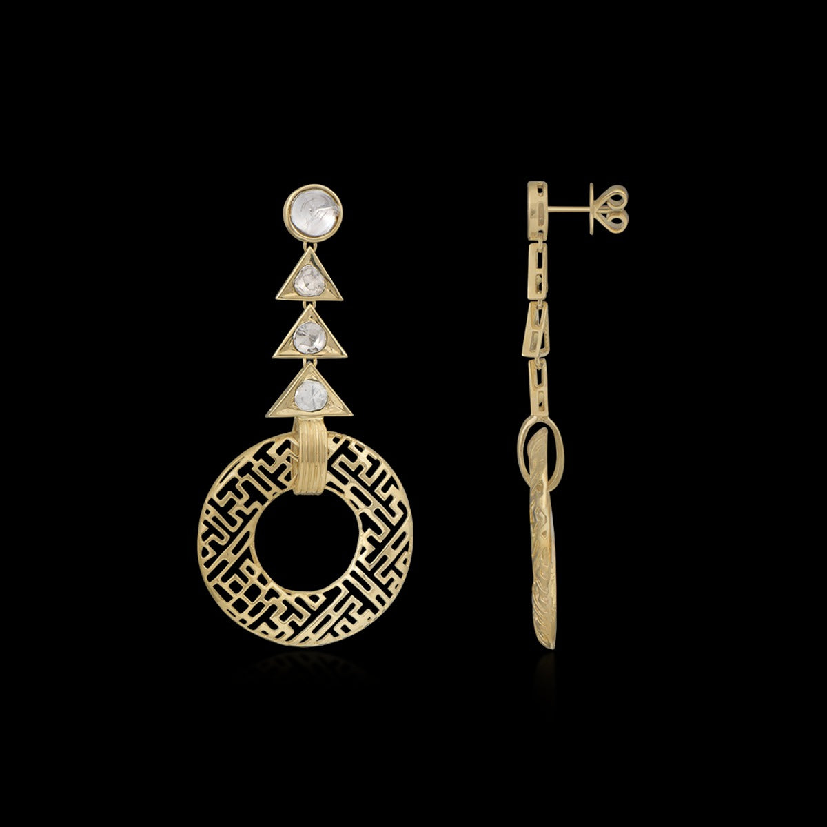 Pine Cone Tree Polki Earrings