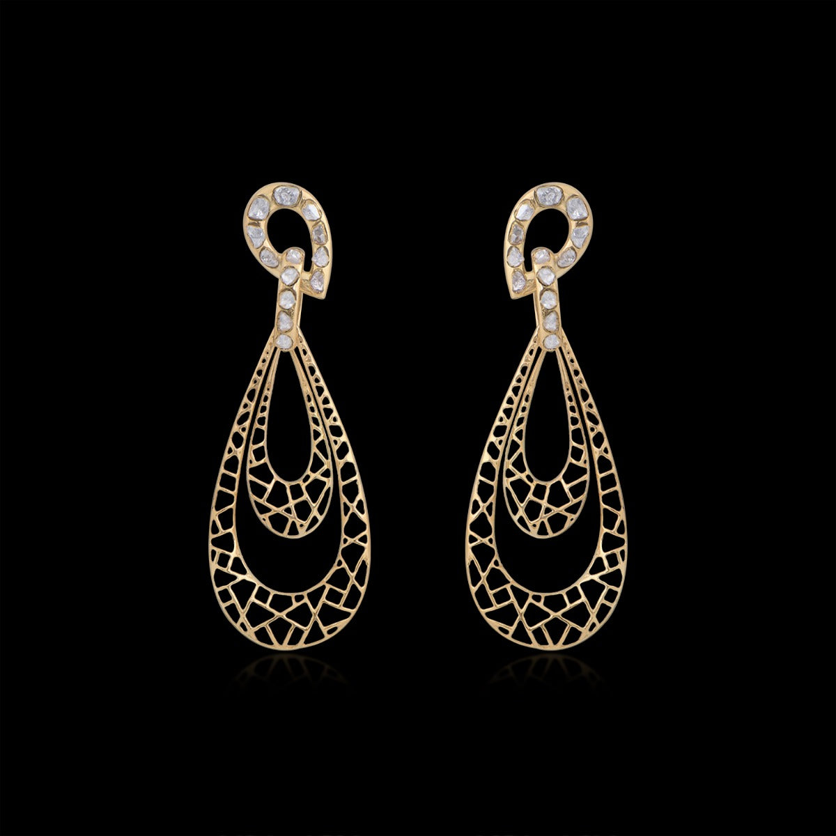 Feathery Float Polki Earrings