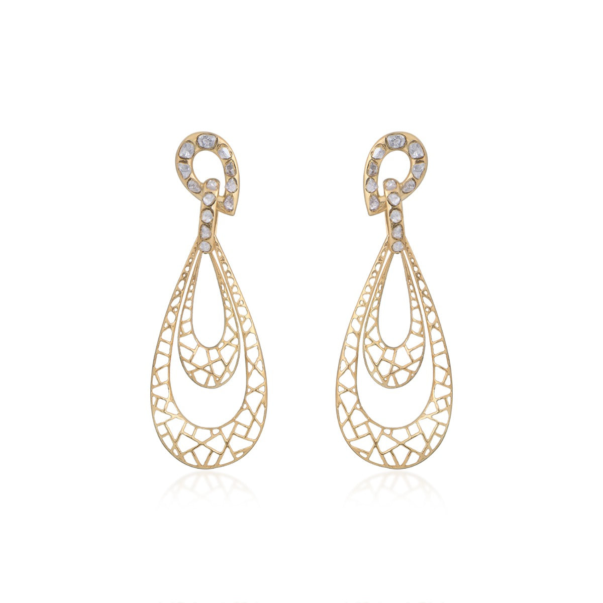 Feathery Float Polki Earrings