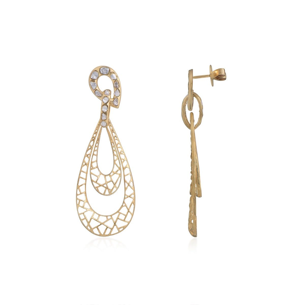 Feathery Float Polki Earrings