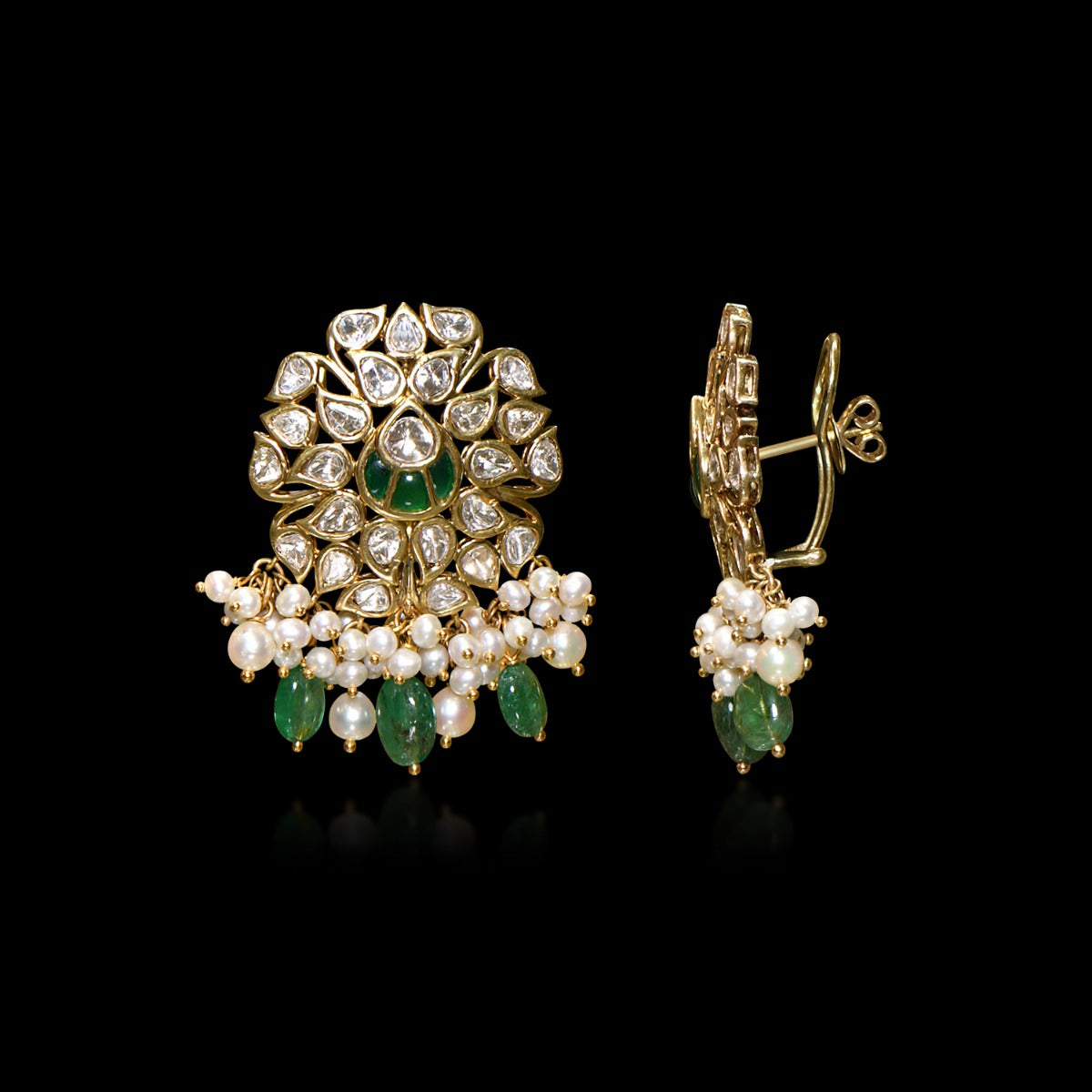Leafy Love Traditional Polki Earrings