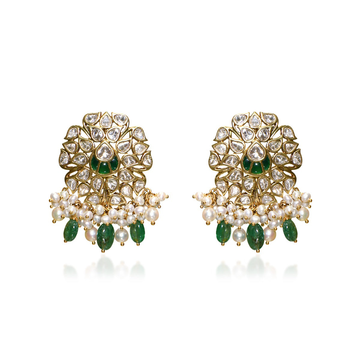 Leafy Love Traditional Polki Earrings