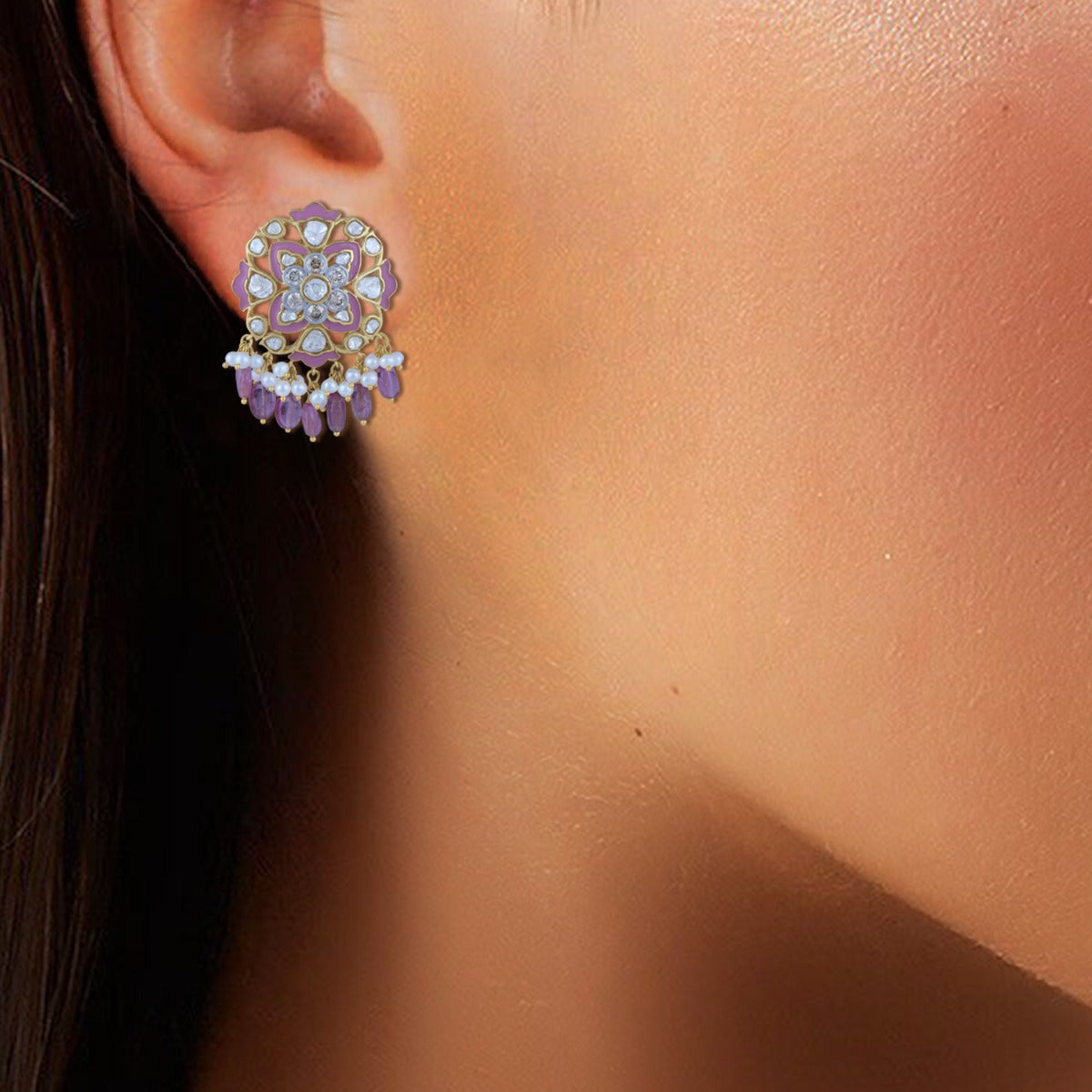 Amer Fountain Polki Drop Earrings