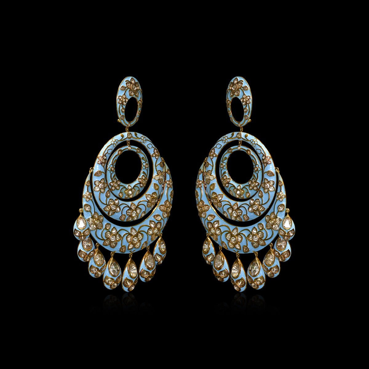 Blue Space Polki Chandbali