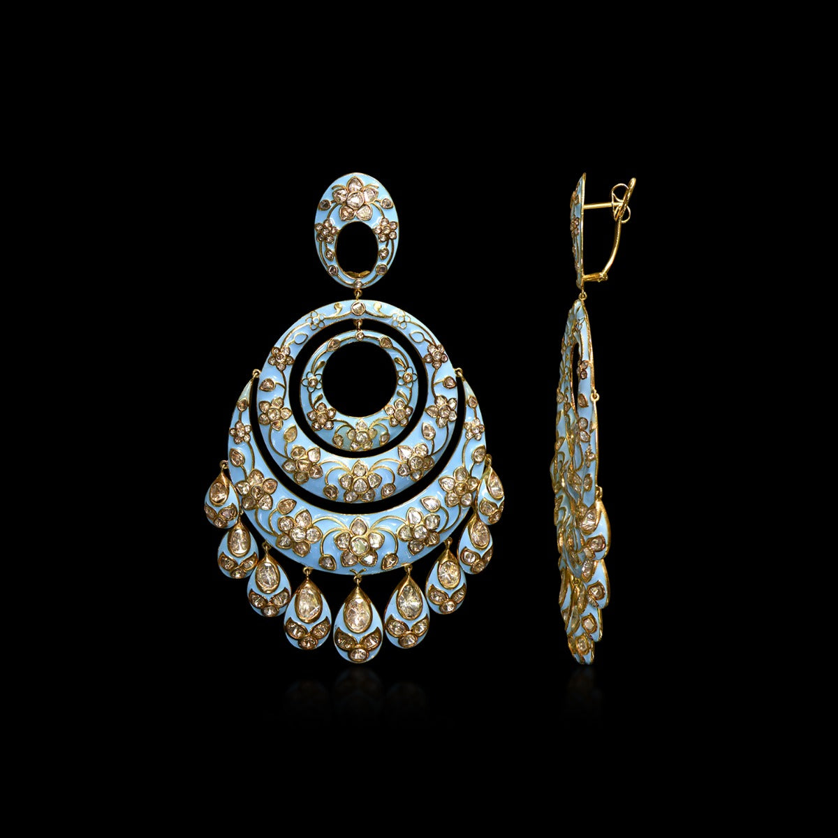 Blue Space Polki Chandbali