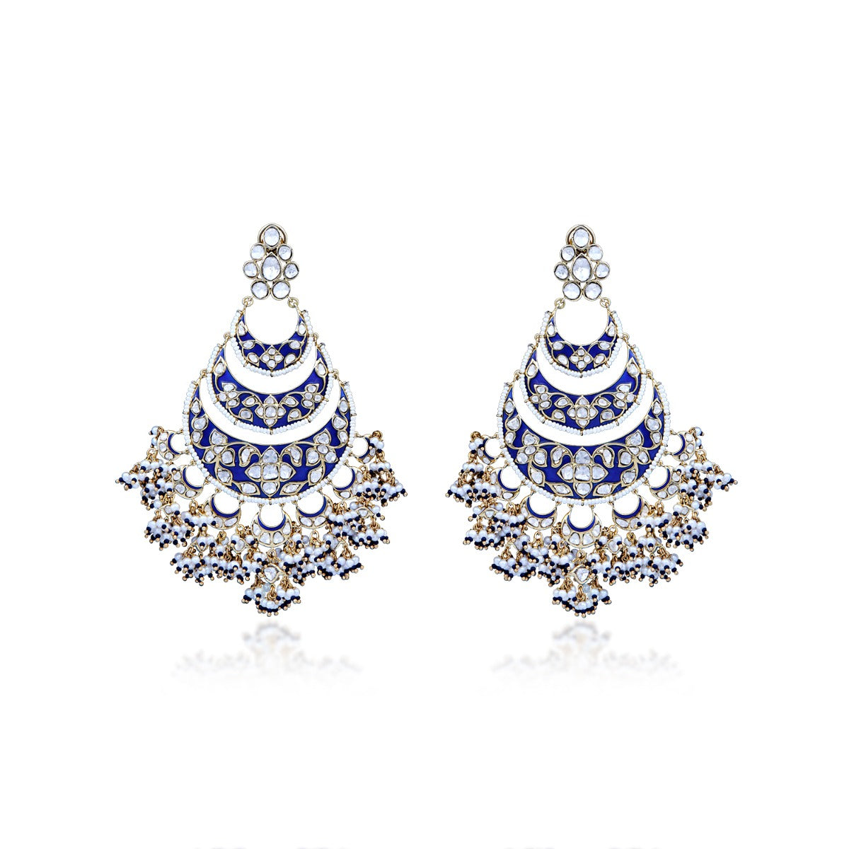 Crescent Moon Layered Polki Chandbali