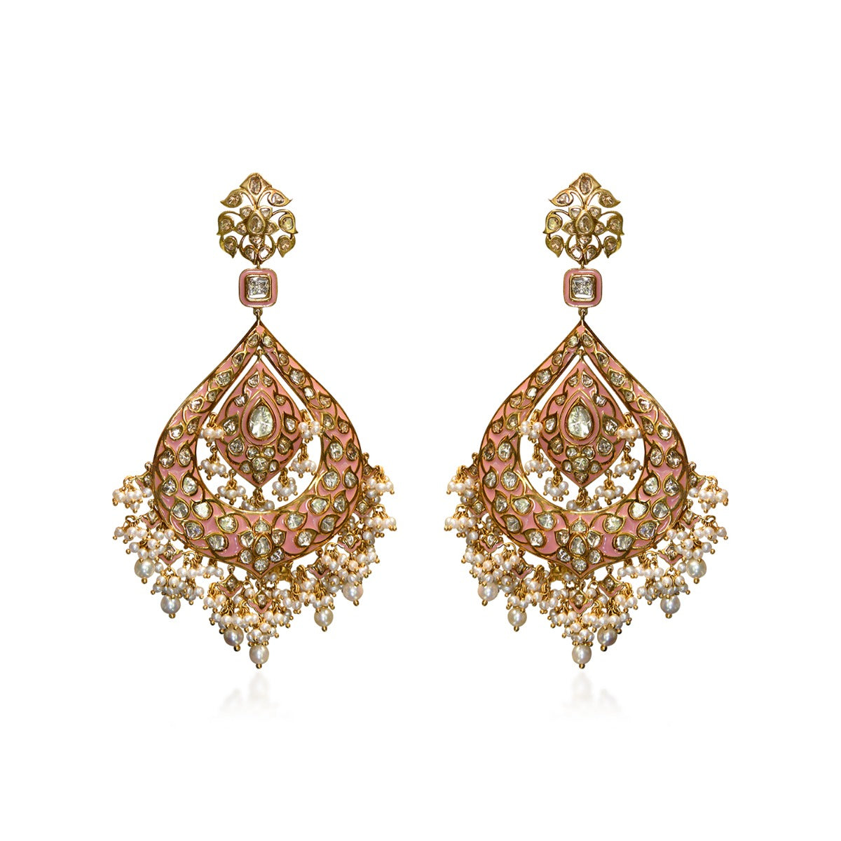 Peach Perfect Polki Chandbali