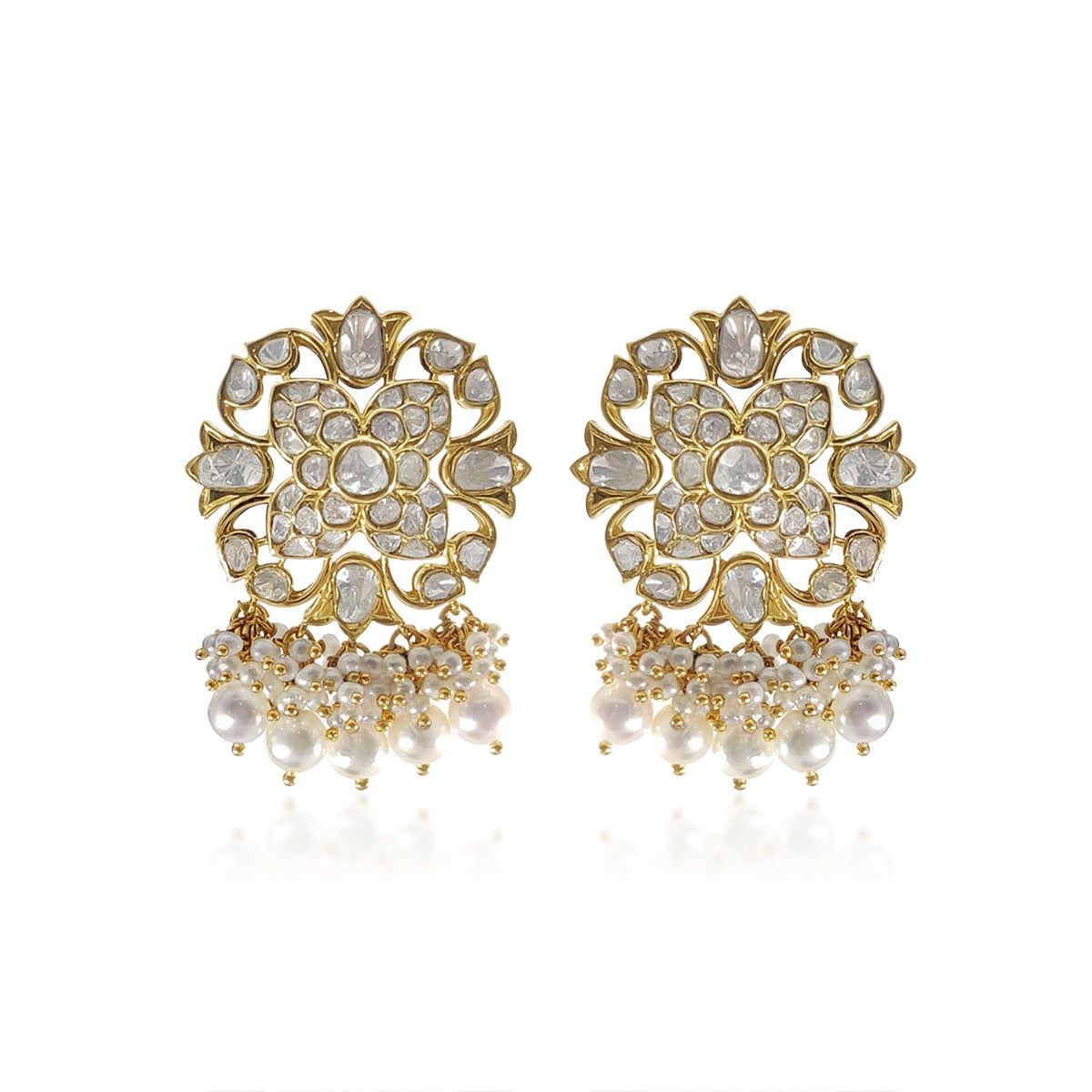 Perched Floral Polki Earrings