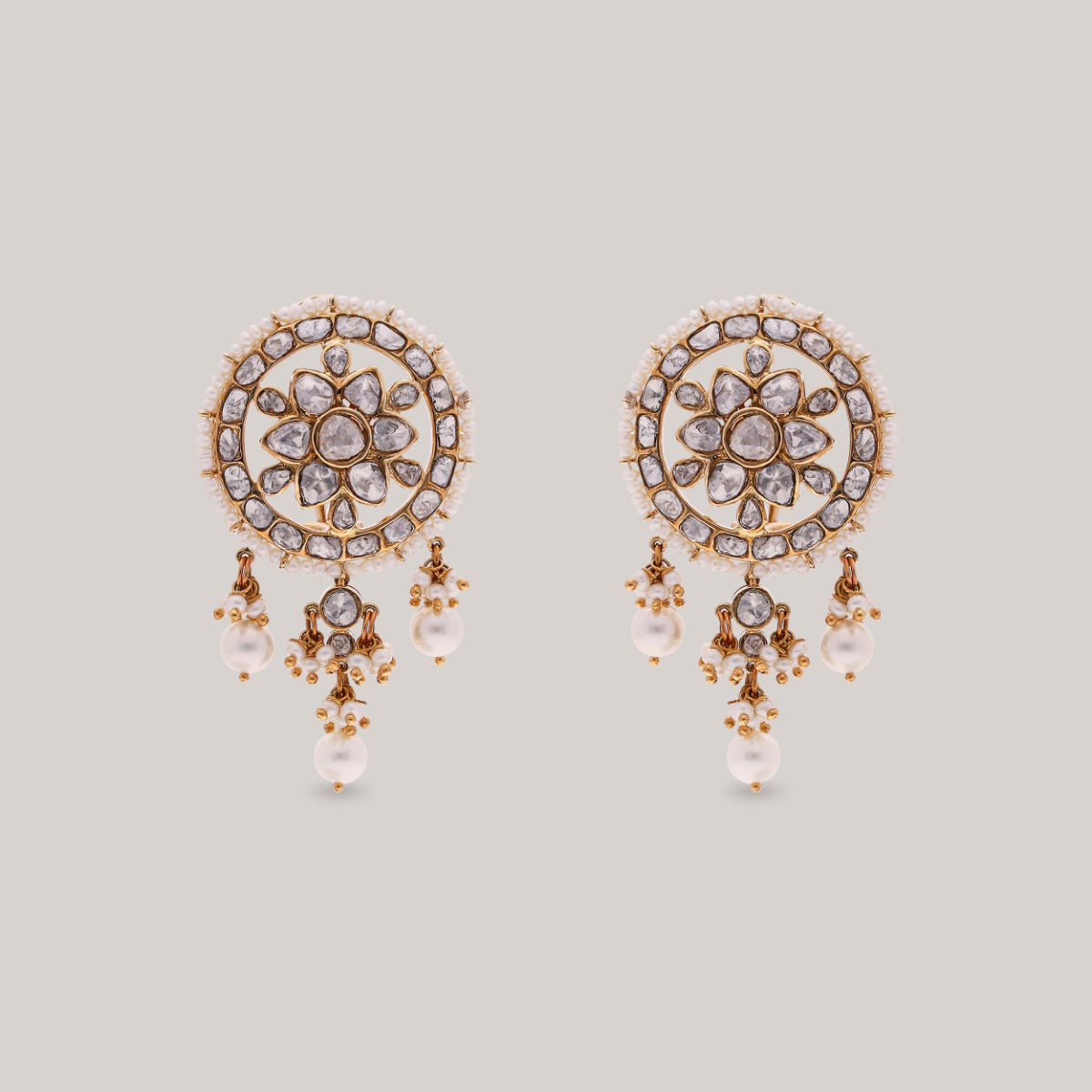 Moonlit Blossom Polki Earrings