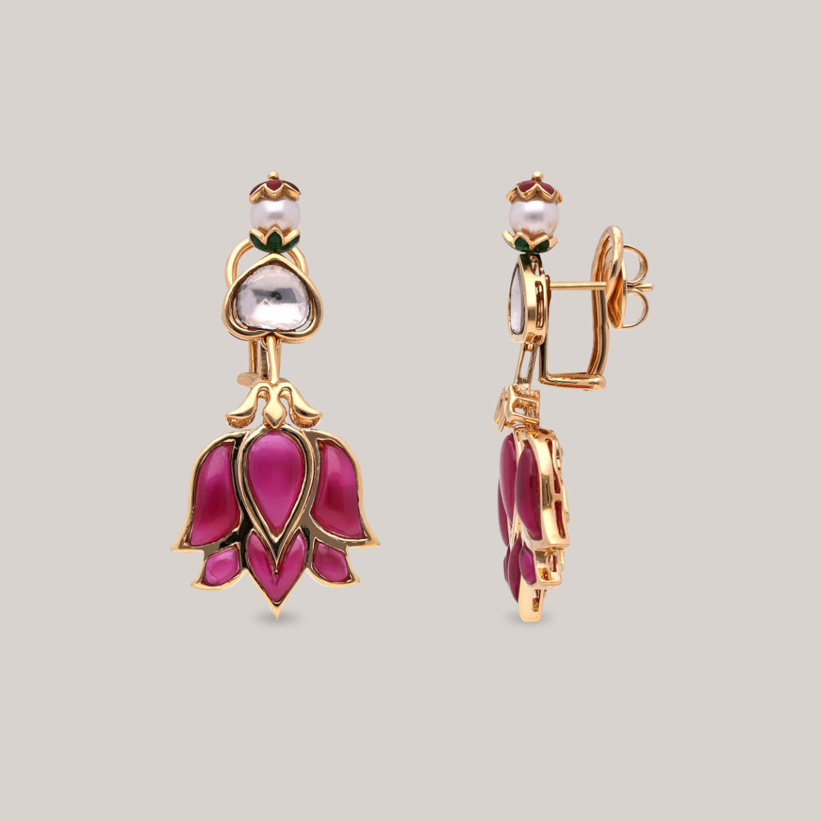 Inverted Lotus Polki Earrings