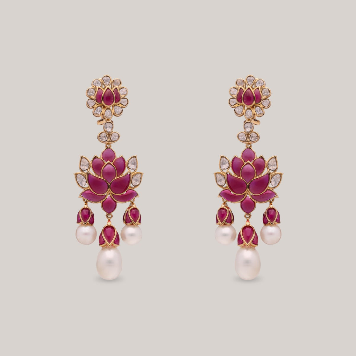 Lustro Lotus Polki Earrings