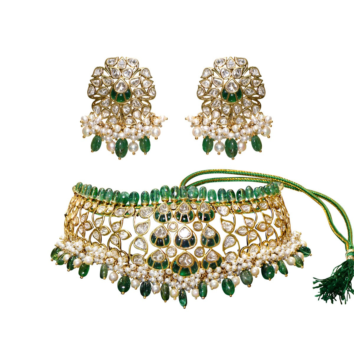 Neck Cuffed V Polki Choker Set