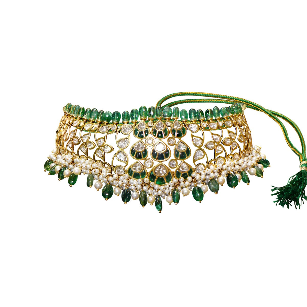 Neck Cuffed V Polki Choker Set